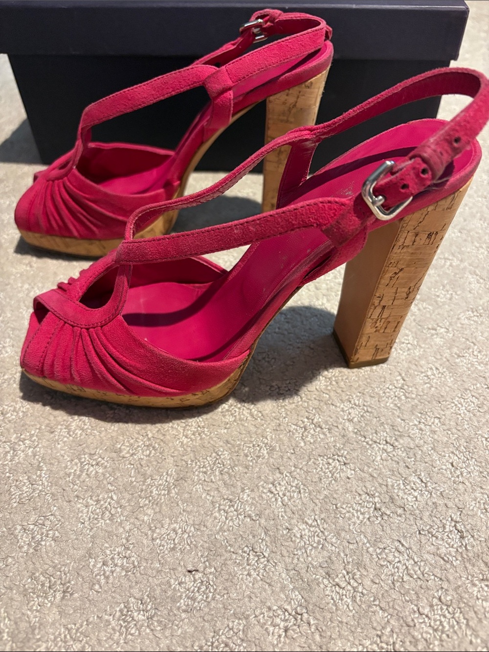 Prada Magenta Suede Knotted Slingback Heels - Picture 4 of 9